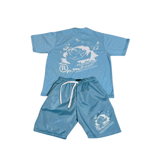 Sky Blue Rose & Butterflies Short Sets