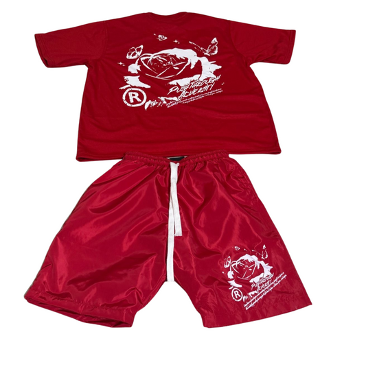 Red Rose & Butterflies Short Sets