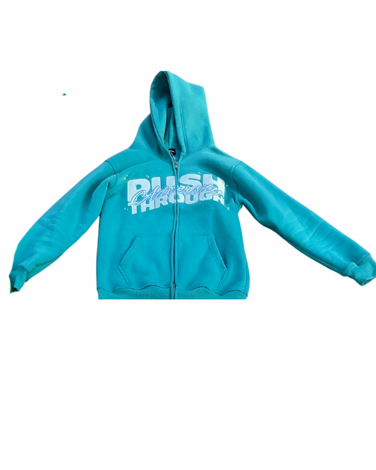 Aqua Blue Push Through Adversity “Seashell” Hoodie