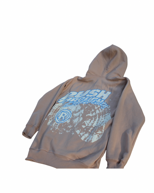 Tan Push Through Adversity “Seashell” Zip-up Hoodie